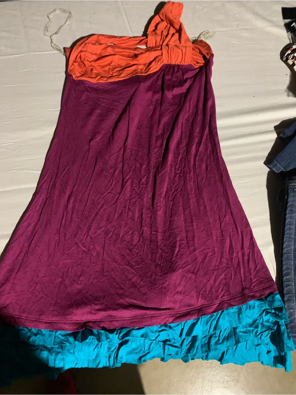 Colorblock Strapless Maxi Top - Orange, Fuchsia & Teal